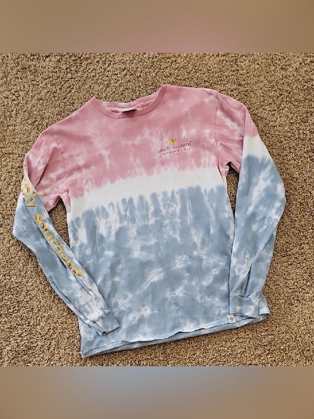 Simply Southern Pink, White & Blue Tie-Dye Long Sleeve Tee